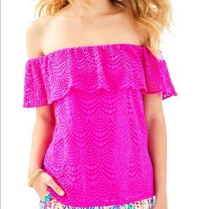 Lilly Pulitzer Scalloped Shell Lace Shirt NWT